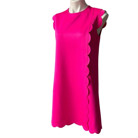 Ted Baker London Fresh Start Swing Mini Dress Pink Scalloped Hem, Sz US 6 - Picture 6 of 15